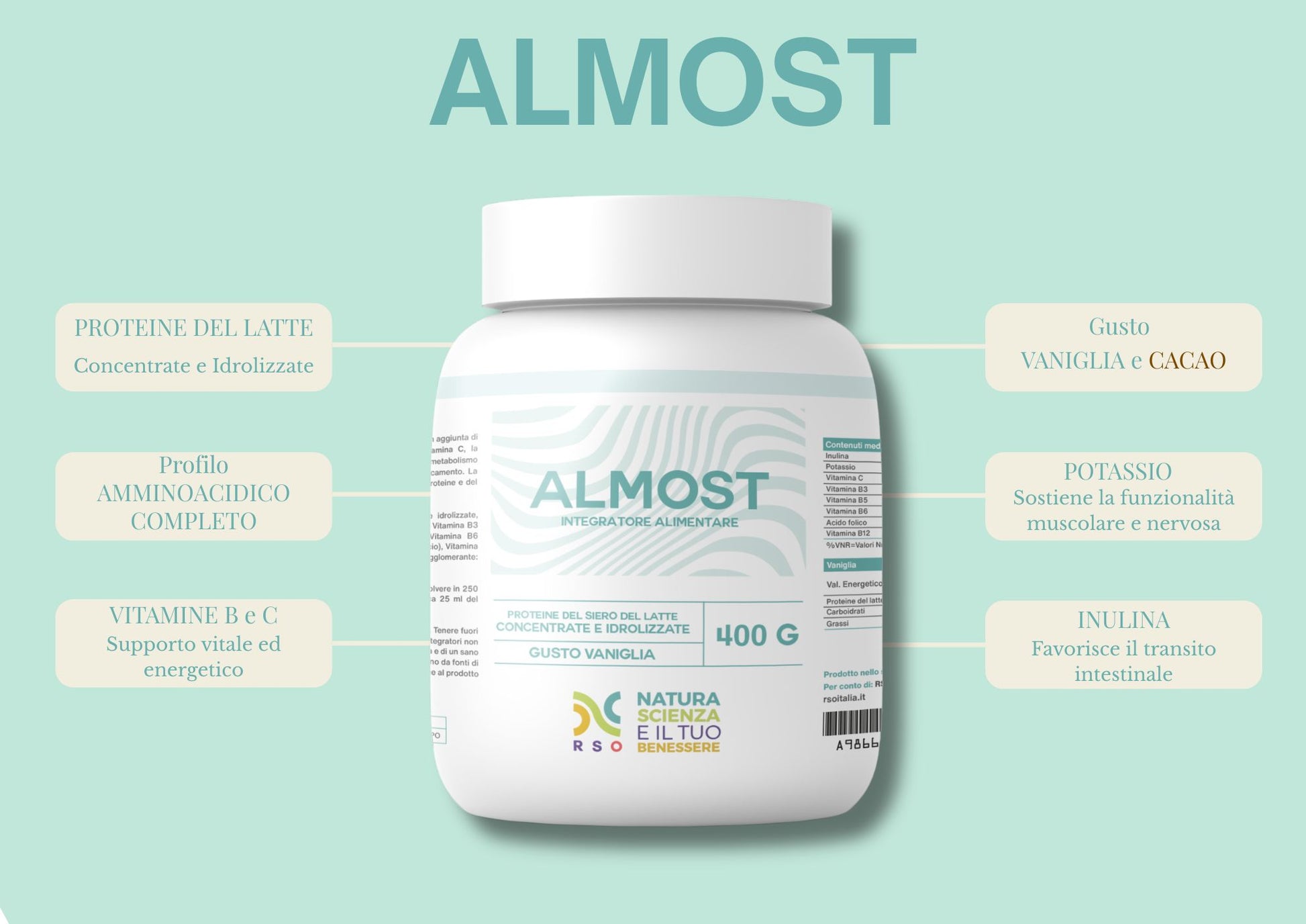 Almost Proteine Whey 100% Naturali | Vitamine B | Made in Italy - RSO