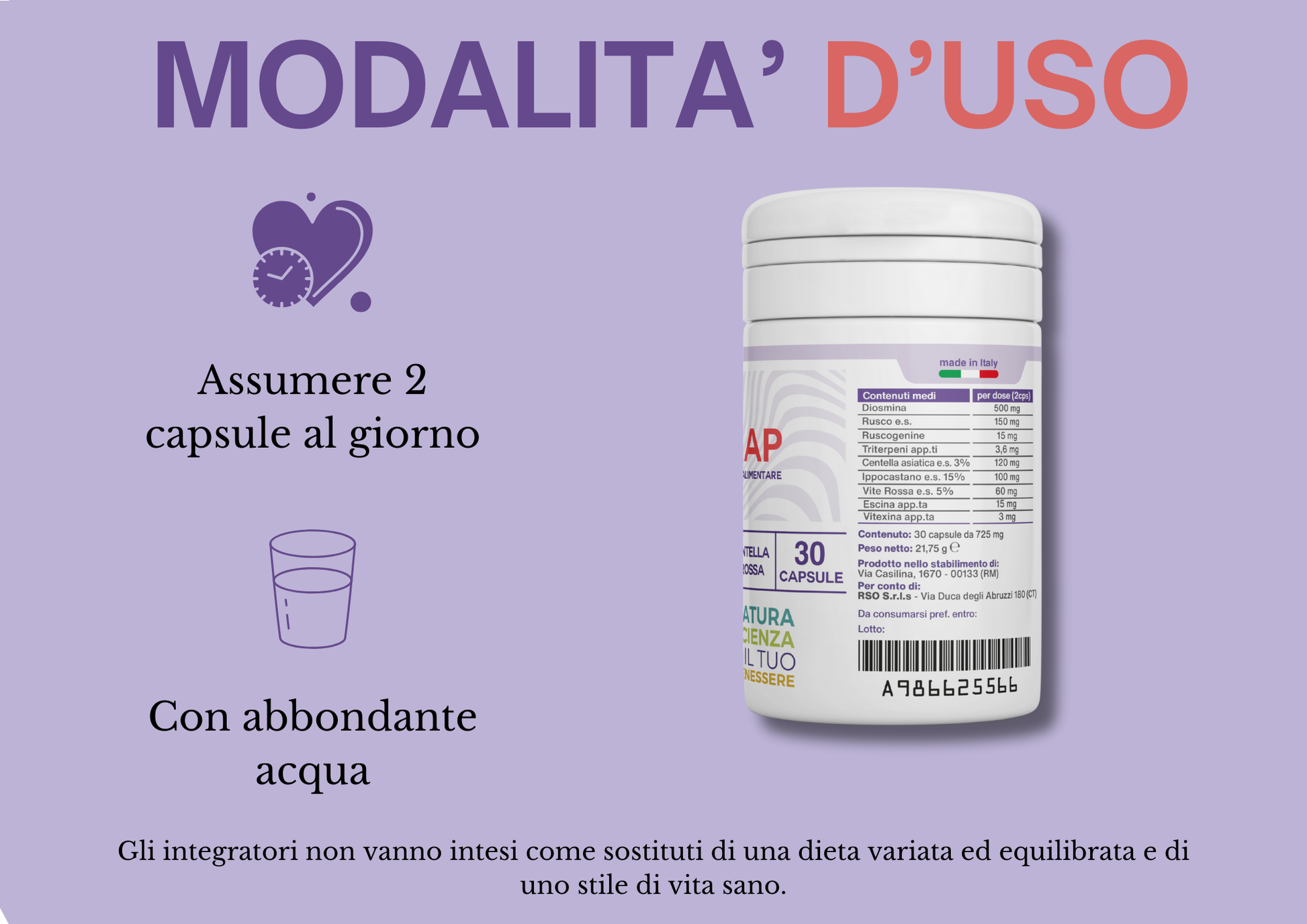Dimap Integratore Microcircolo | Gambe Leggere e Sgonfie - RSO