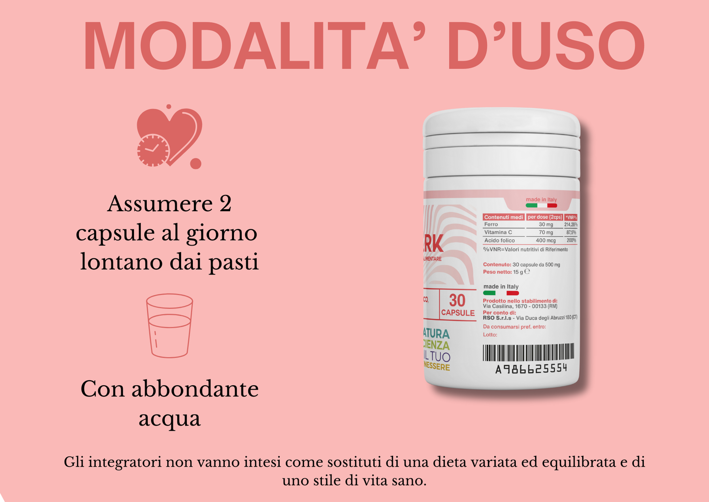 Stark Integratore Ferro | Contro Anemia e Stanchezza | Made in Italy - RSO