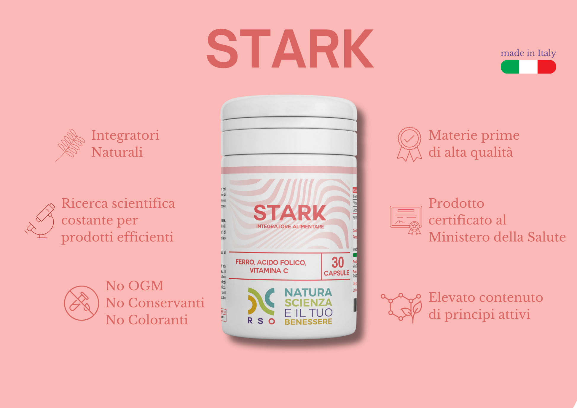 Stark Integratore Ferro | Contro Anemia e Stanchezza | Made in Italy - RSO