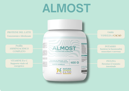 Almost Proteine Whey 100% Naturali | Vitamine B | Made in Italy - RSO